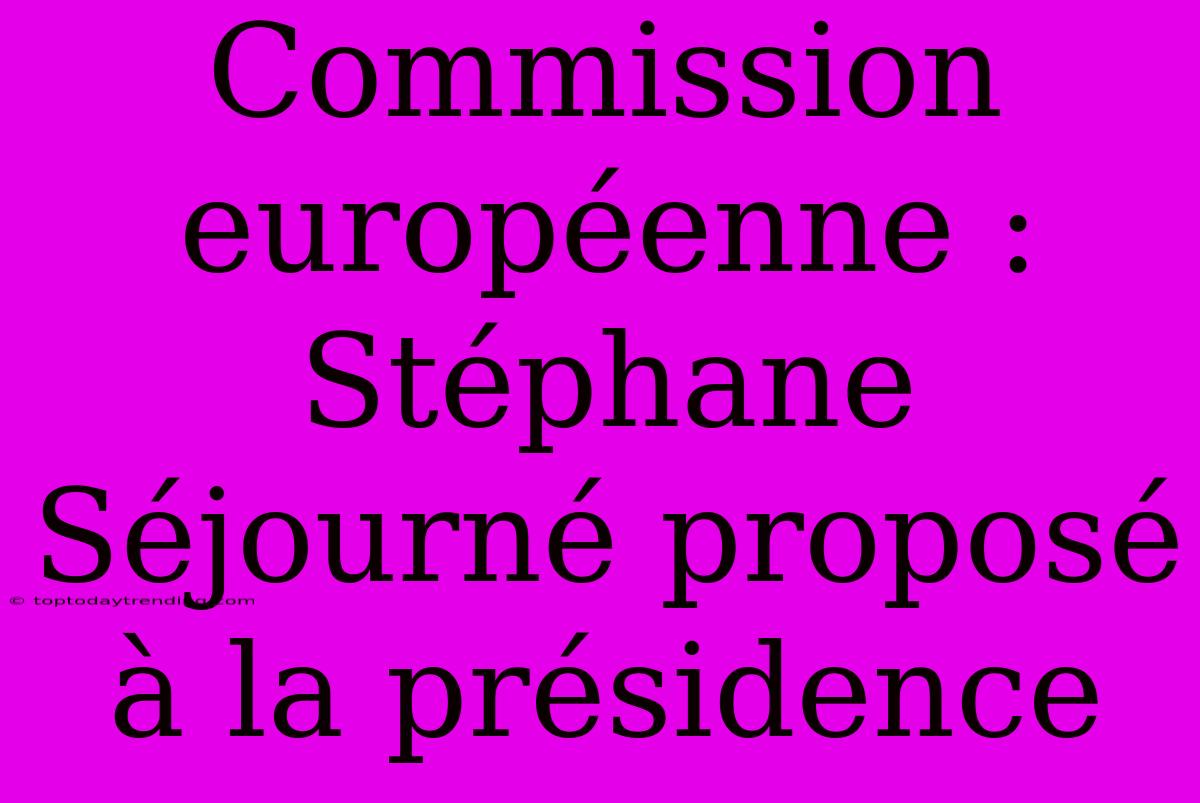 Commission Européenne : Stéphane Séjourné Proposé À La Présidence