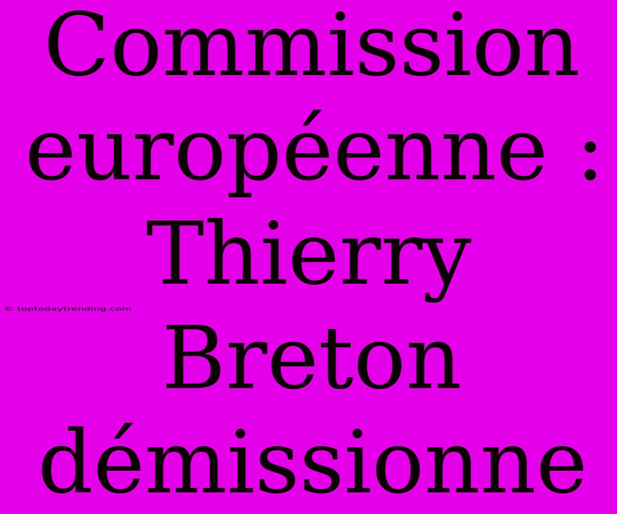 Commission Européenne : Thierry Breton Démissionne