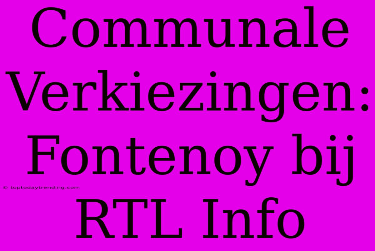 Communale Verkiezingen: Fontenoy Bij RTL Info