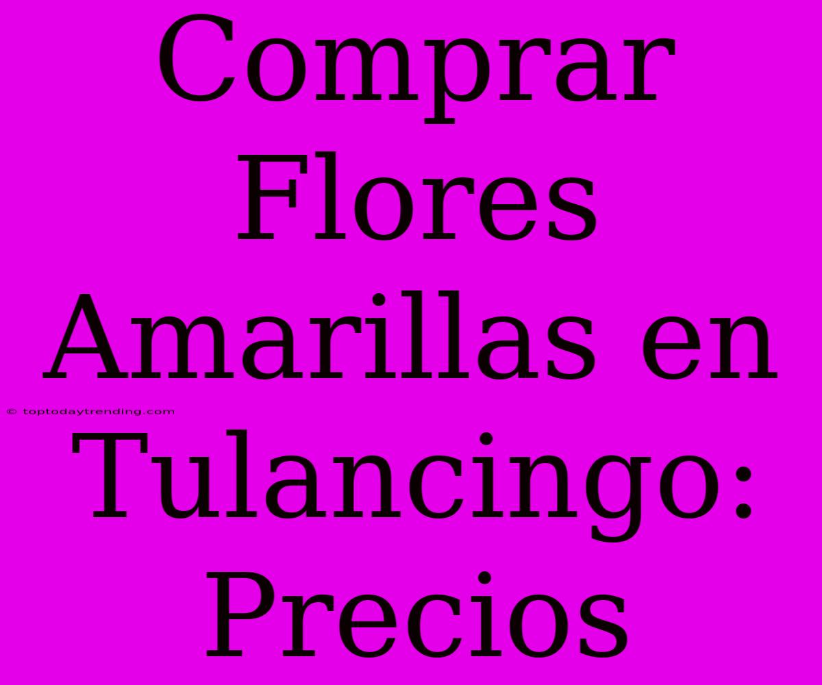 Comprar Flores Amarillas En Tulancingo: Precios