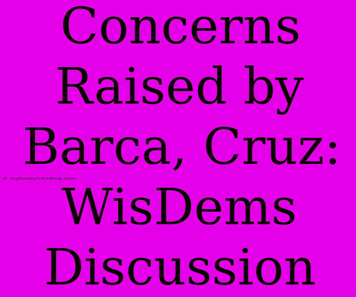 Concerns Raised By Barca, Cruz: WisDems Discussion