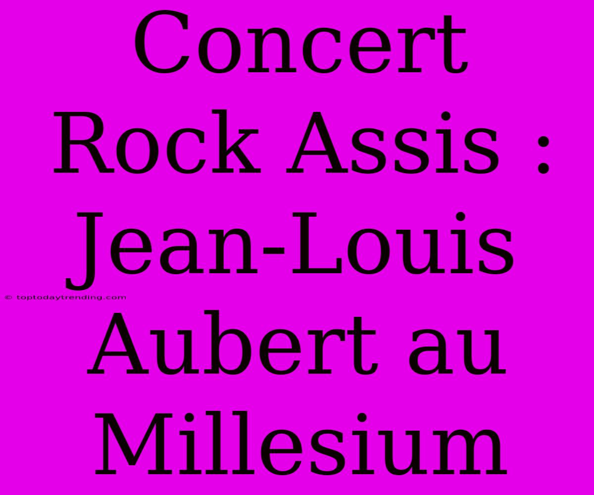 Concert Rock Assis : Jean-Louis Aubert Au Millesium