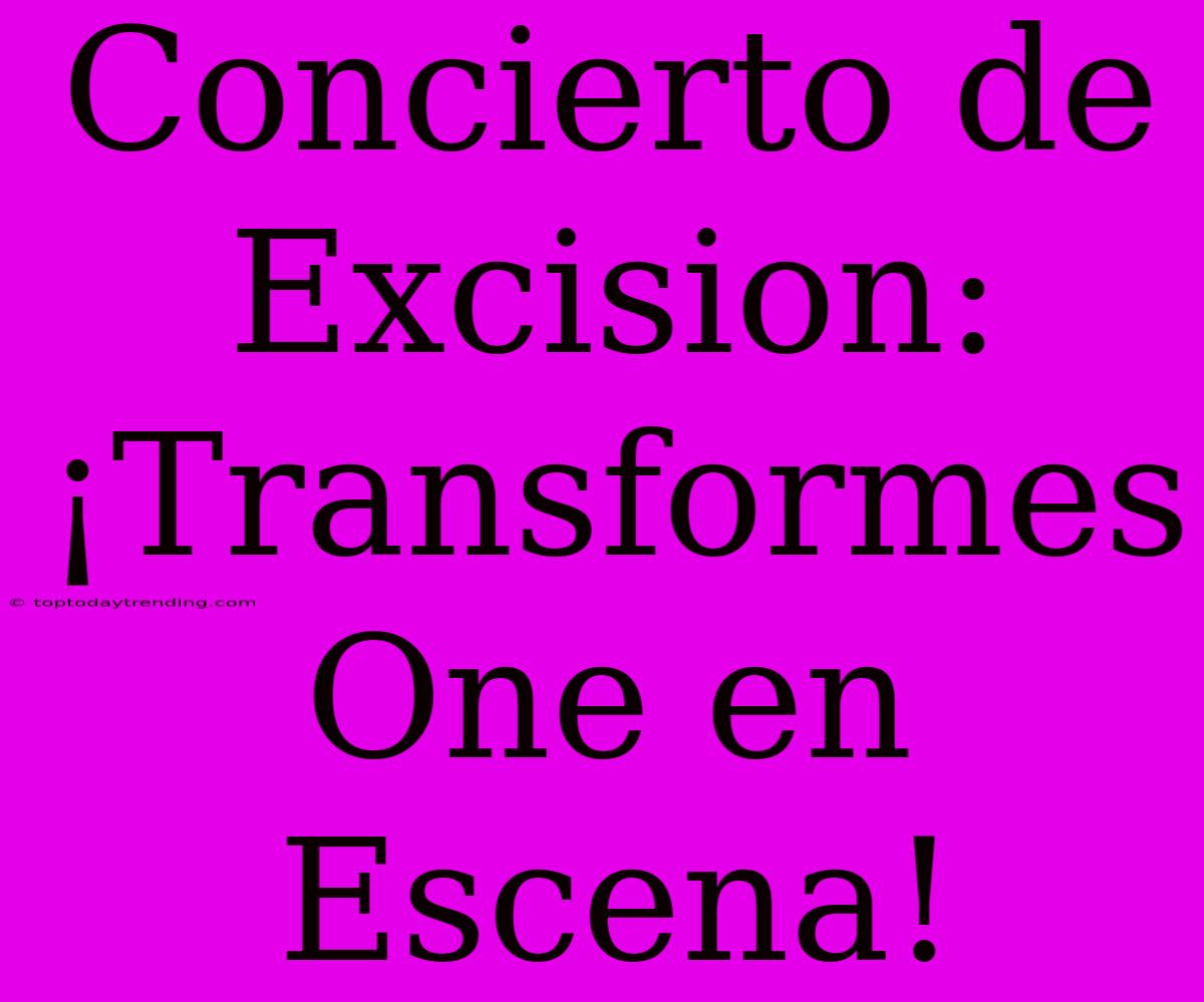 Concierto De Excision: ¡Transformes One En Escena!