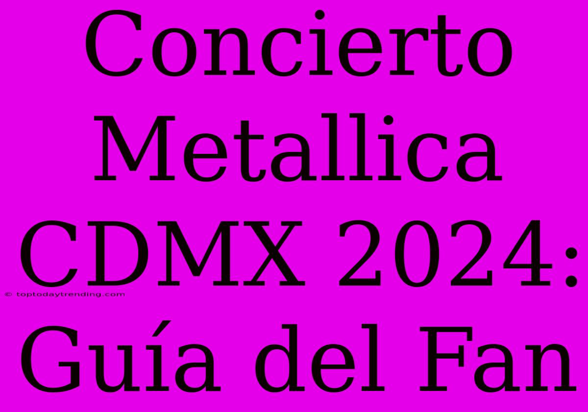 Concierto Metallica CDMX 2024: Guía Del Fan