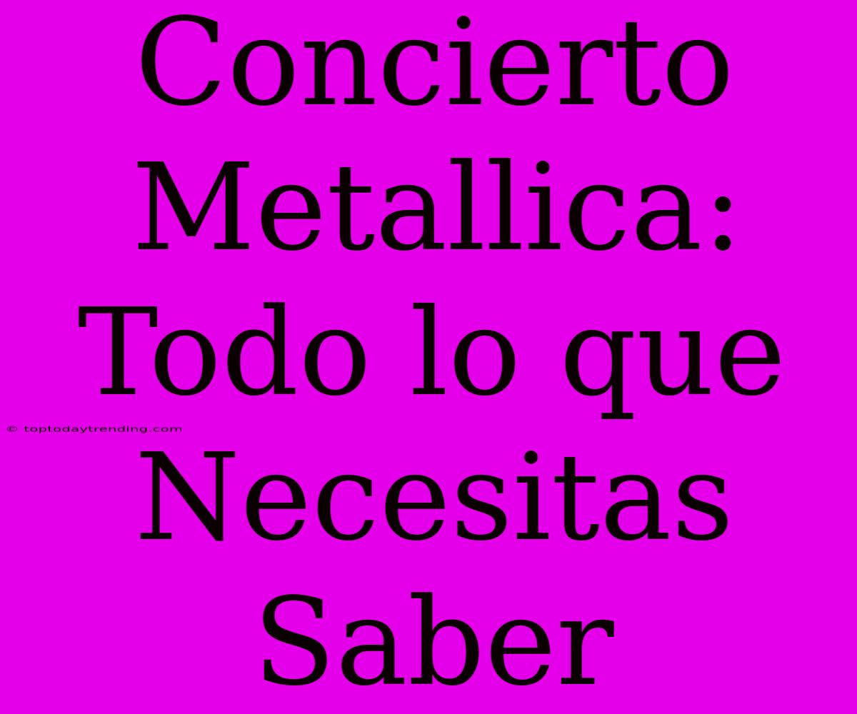 Concierto Metallica: Todo Lo Que Necesitas Saber