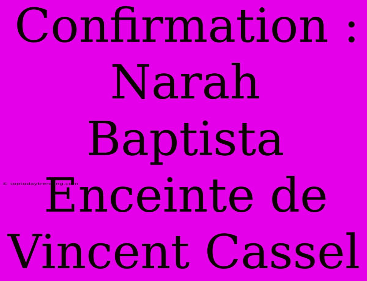 Confirmation : Narah Baptista Enceinte De Vincent Cassel