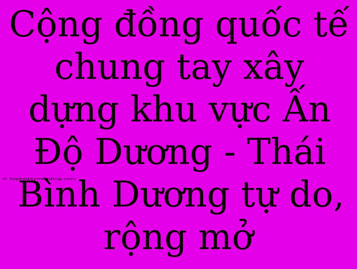 Cộng Đồng Quốc Tế Chung Tay Xây Dựng Khu Vực Ấn Độ Dương - Thái Bình Dương Tự Do, Rộng Mở