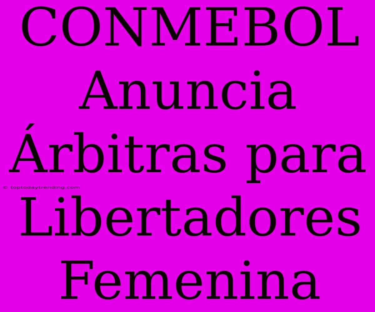 CONMEBOL Anuncia Árbitras Para Libertadores Femenina