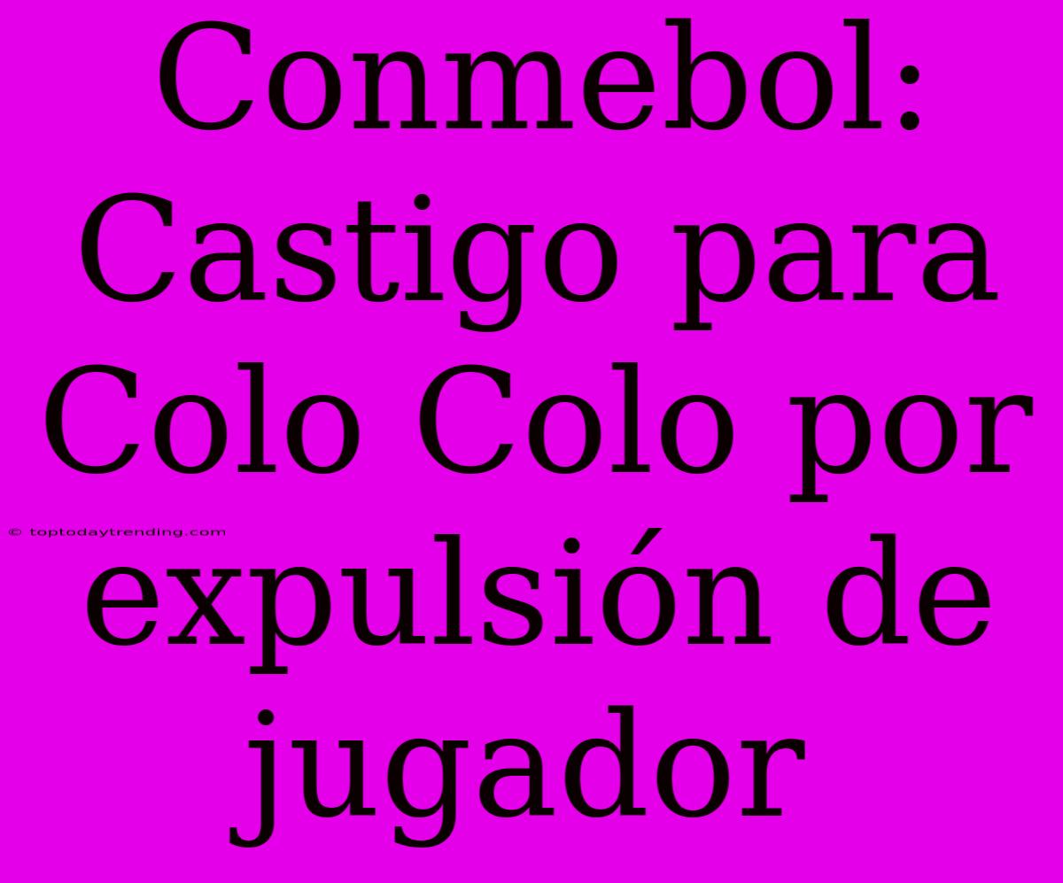 Conmebol: Castigo Para Colo Colo Por Expulsión De Jugador