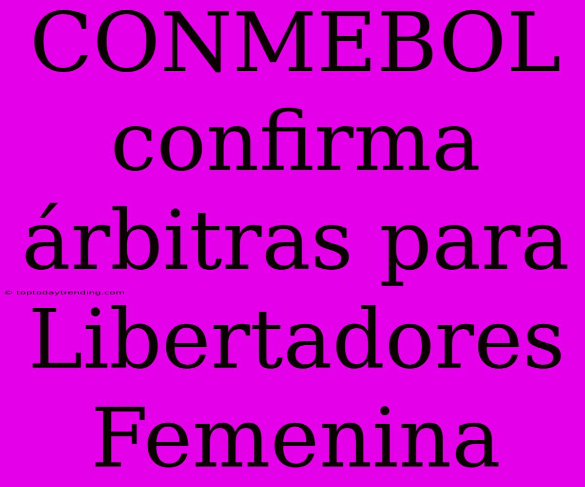 CONMEBOL Confirma Árbitras Para Libertadores Femenina