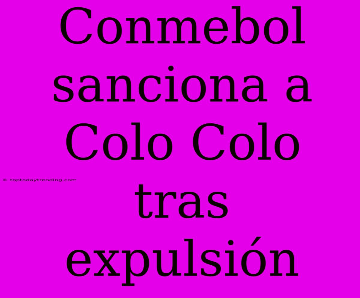 Conmebol Sanciona A Colo Colo Tras Expulsión