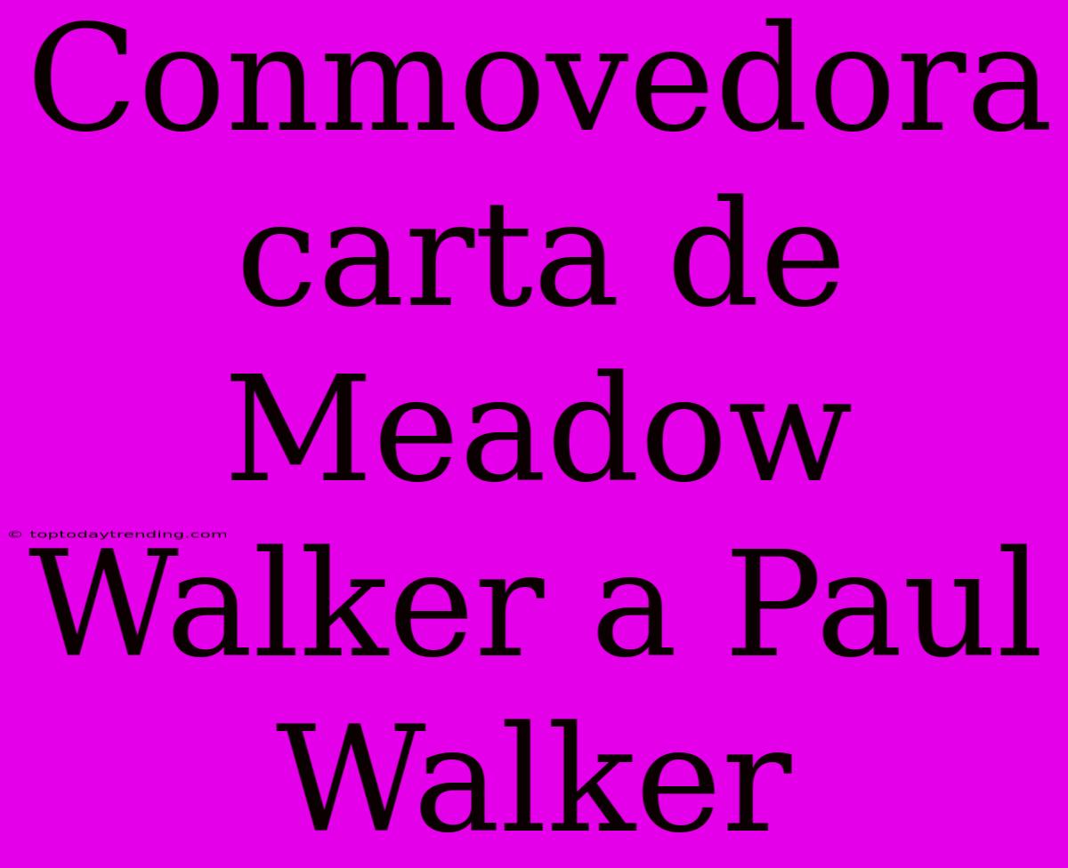 Conmovedora Carta De Meadow Walker A Paul Walker