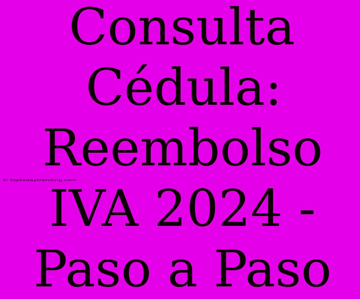 Consulta Cédula: Reembolso IVA 2024 - Paso A Paso