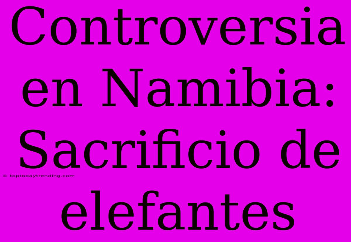 Controversia En Namibia: Sacrificio De Elefantes