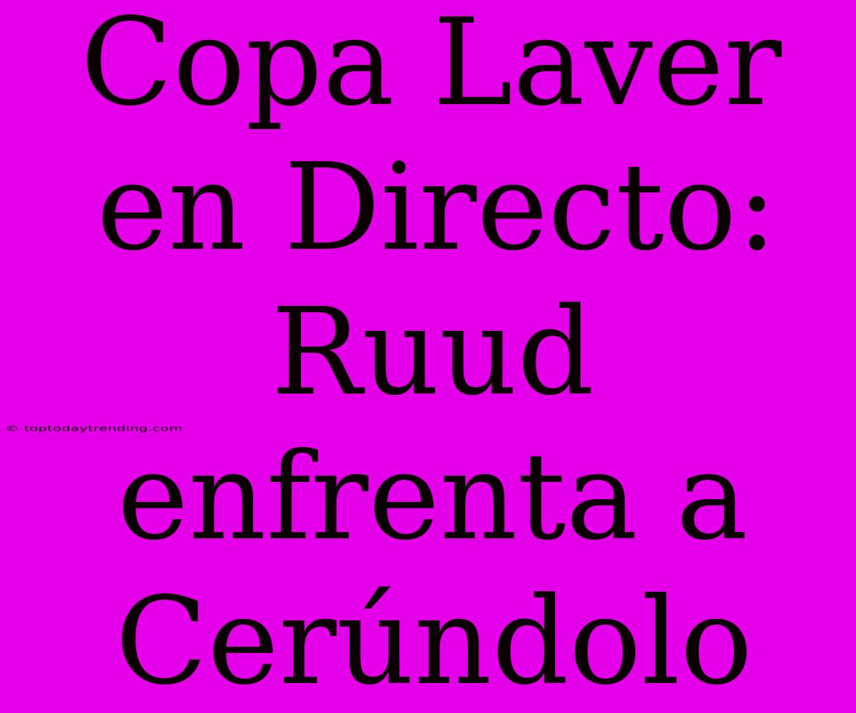 Copa Laver En Directo: Ruud Enfrenta A Cerúndolo