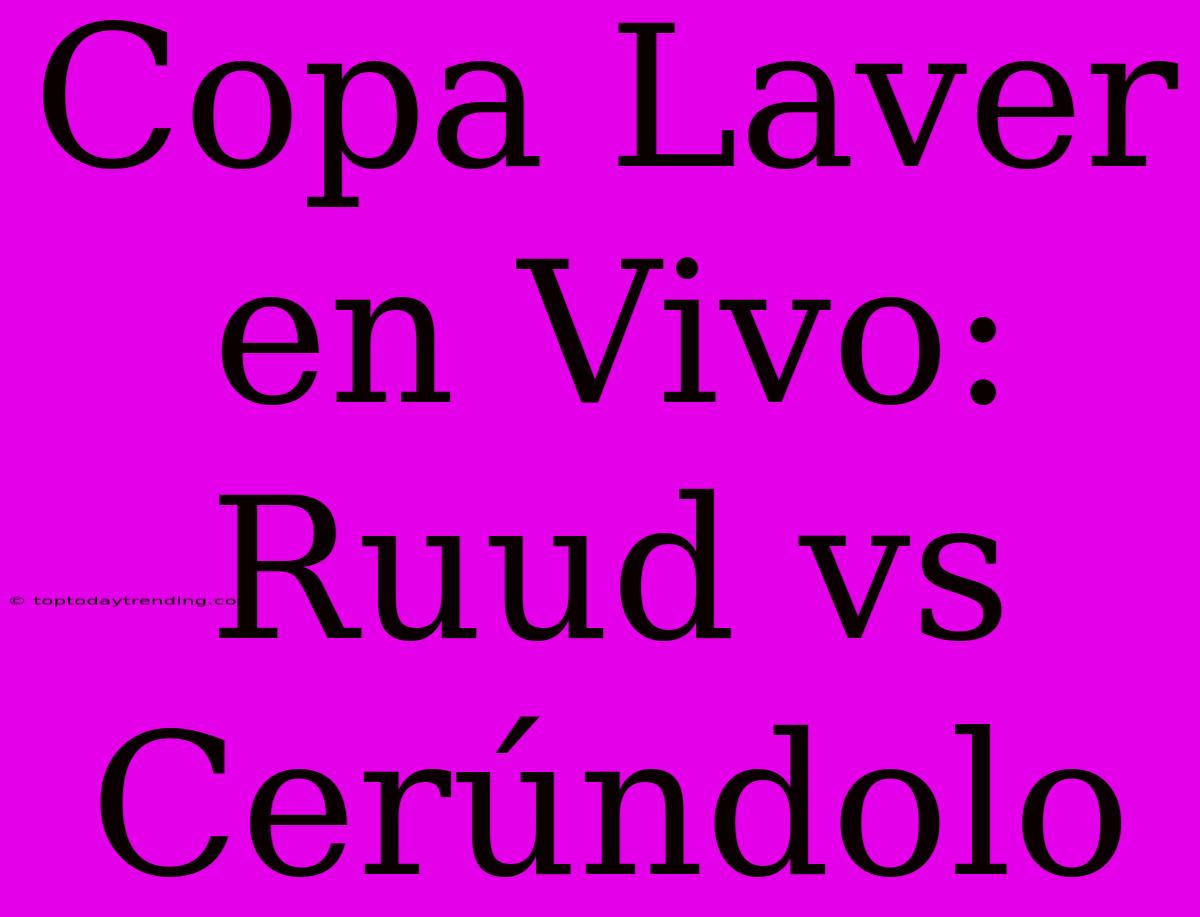 Copa Laver En Vivo: Ruud Vs Cerúndolo