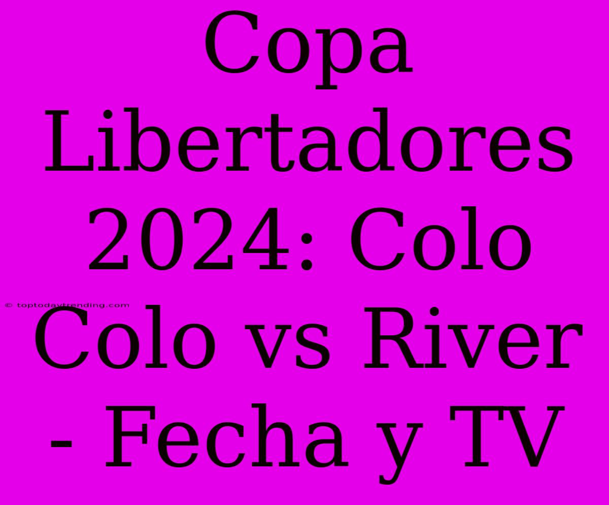 Copa Libertadores 2024: Colo Colo Vs River - Fecha Y TV