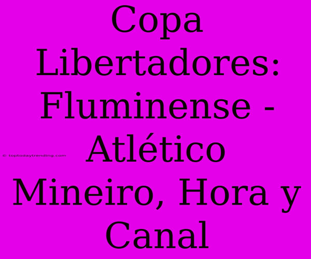 Copa Libertadores: Fluminense - Atlético Mineiro, Hora Y Canal