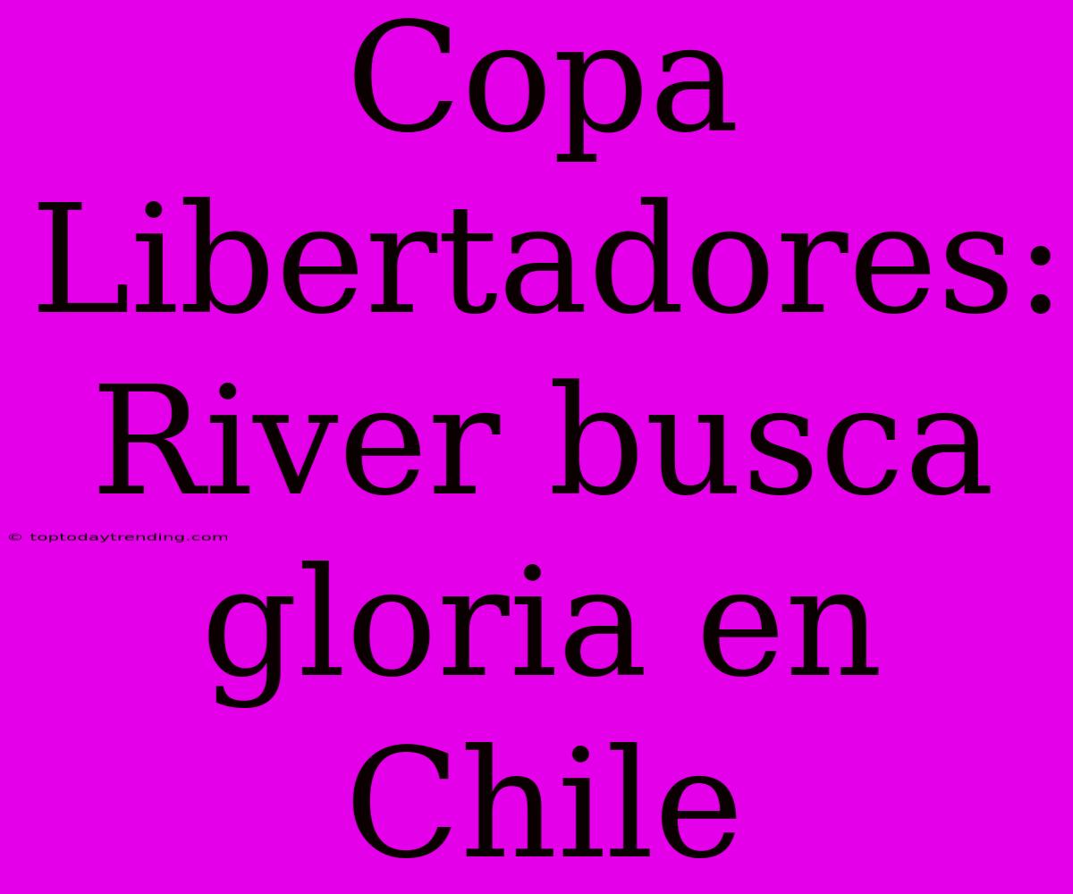 Copa Libertadores: River Busca Gloria En Chile