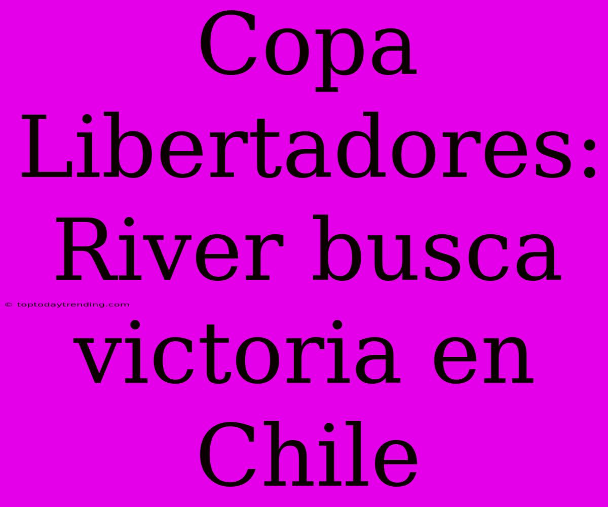 Copa Libertadores: River Busca Victoria En Chile