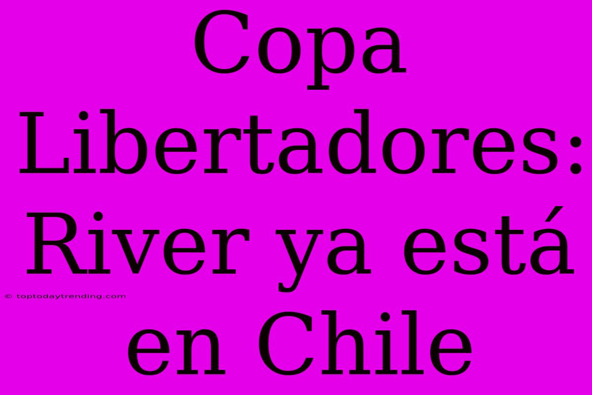 Copa Libertadores: River Ya Está En Chile