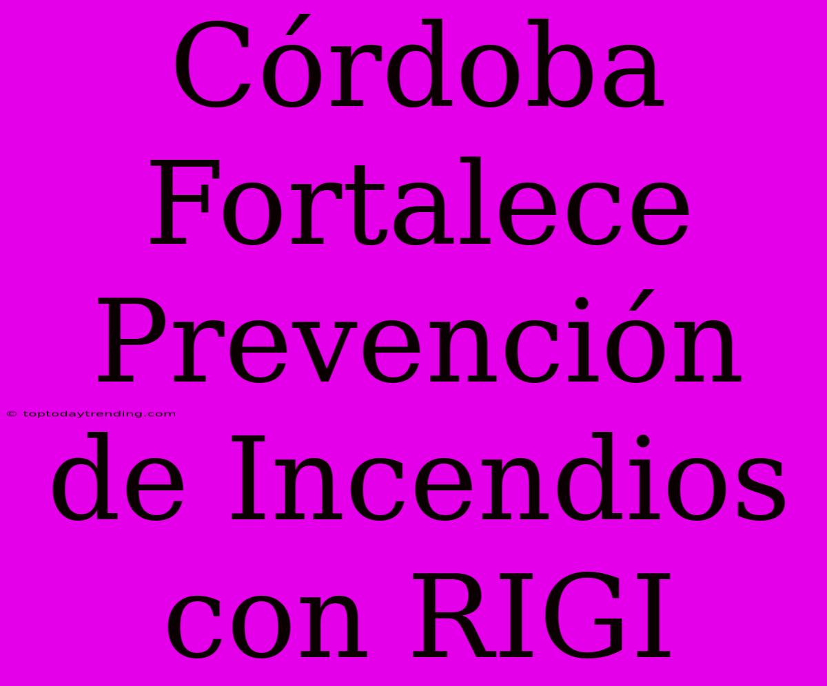 Córdoba Fortalece Prevención De Incendios Con RIGI