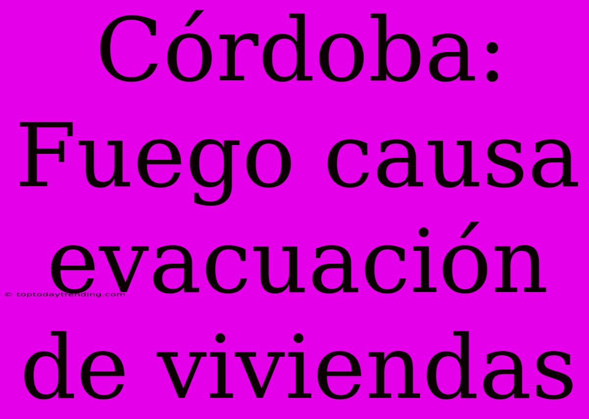 Córdoba: Fuego Causa Evacuación De Viviendas