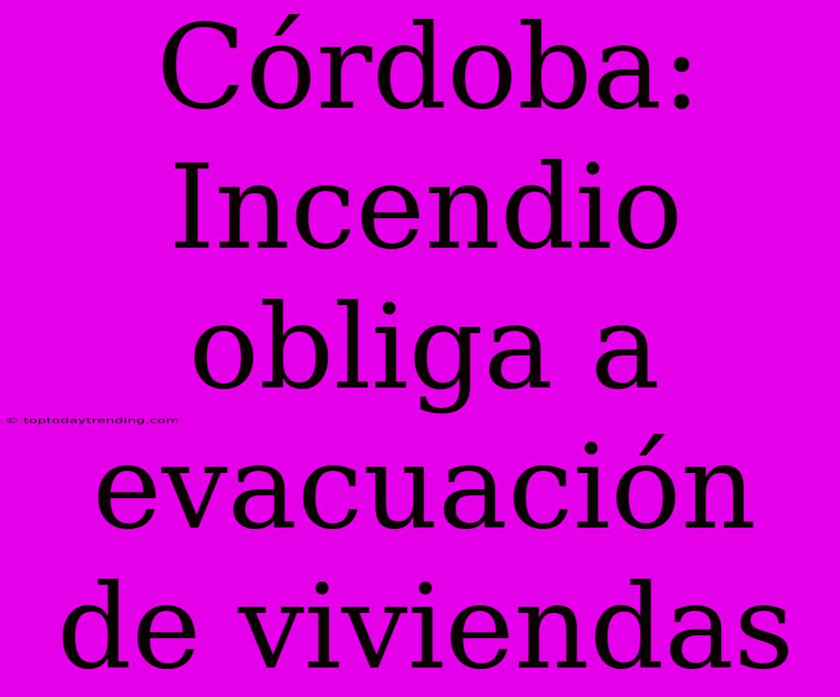 Córdoba: Incendio Obliga A Evacuación De Viviendas