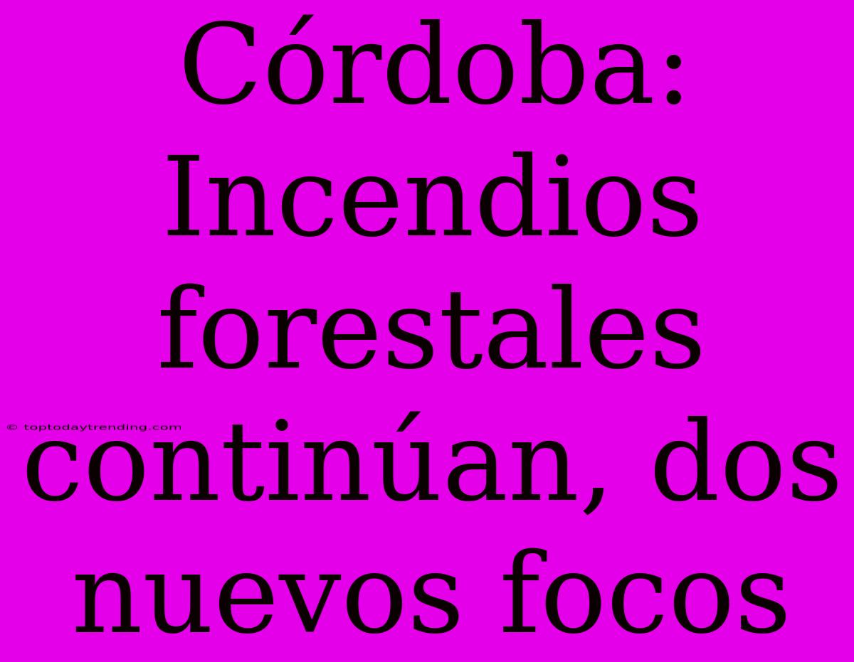 Córdoba: Incendios Forestales Continúan, Dos Nuevos Focos