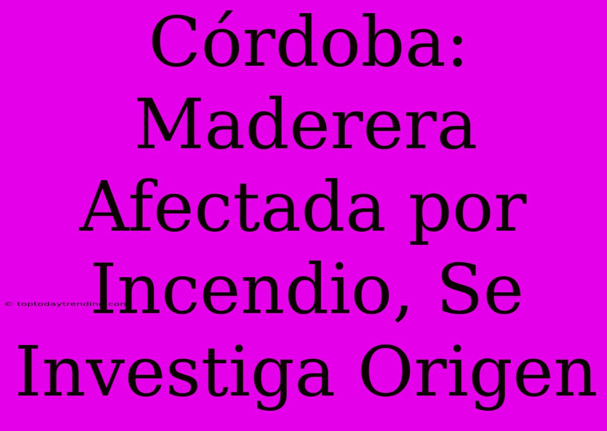 Córdoba: Maderera Afectada Por Incendio, Se Investiga Origen