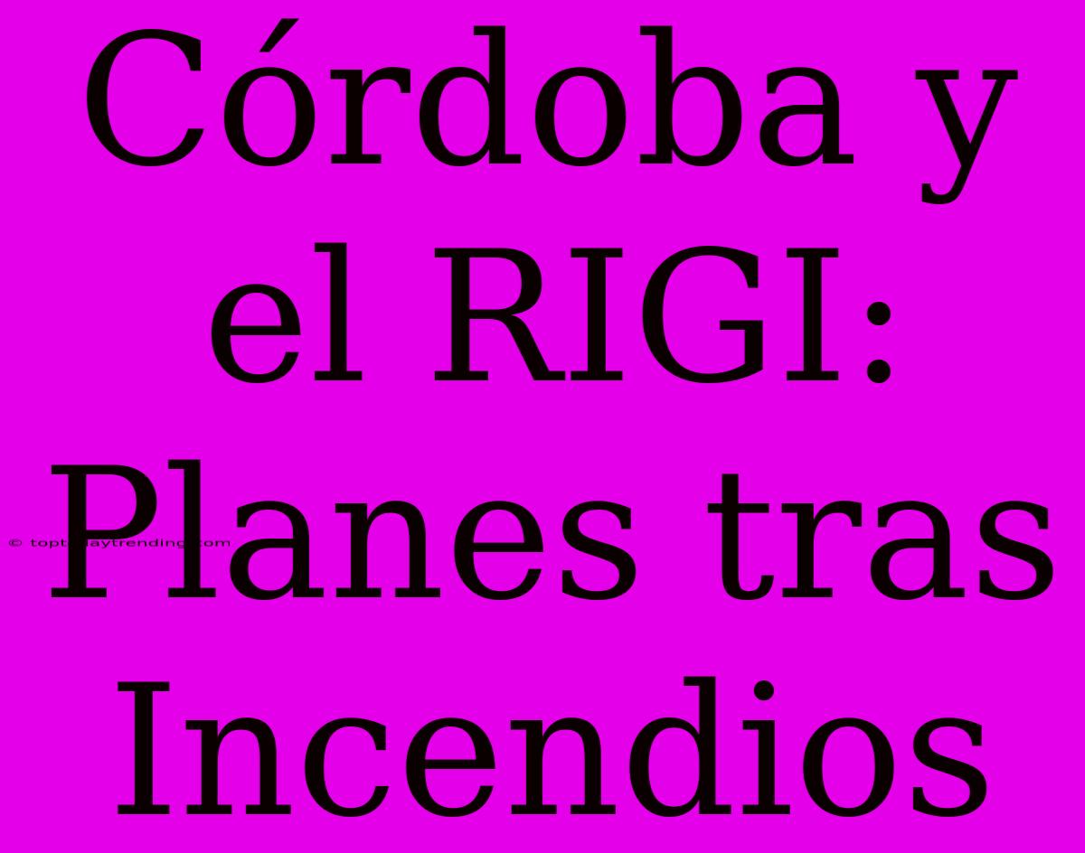 Córdoba Y El RIGI: Planes Tras Incendios