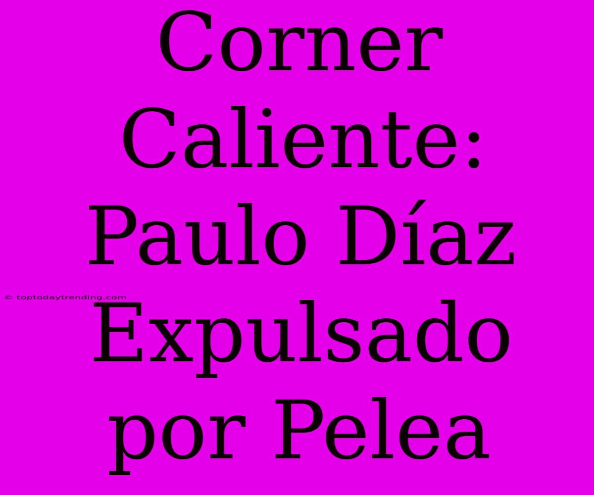 Corner Caliente: Paulo Díaz Expulsado Por Pelea