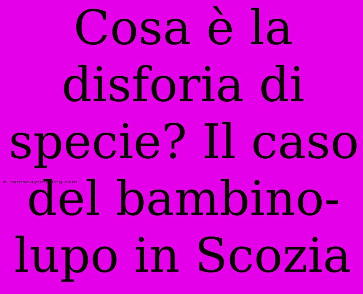 Cosa È La Disforia Di Specie? Il Caso Del Bambino-lupo In Scozia