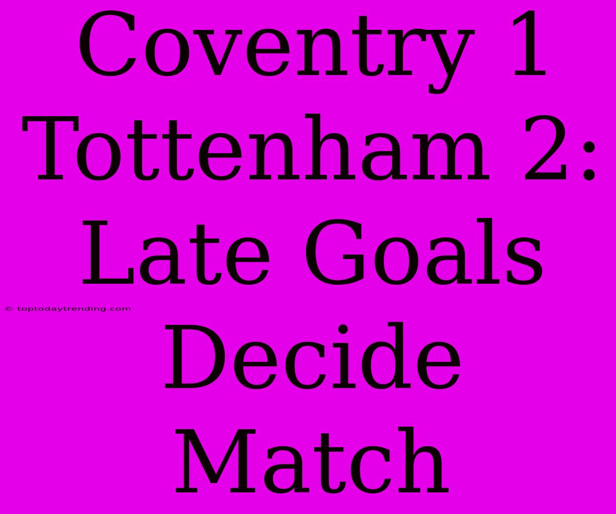 Coventry 1 Tottenham 2: Late Goals Decide Match