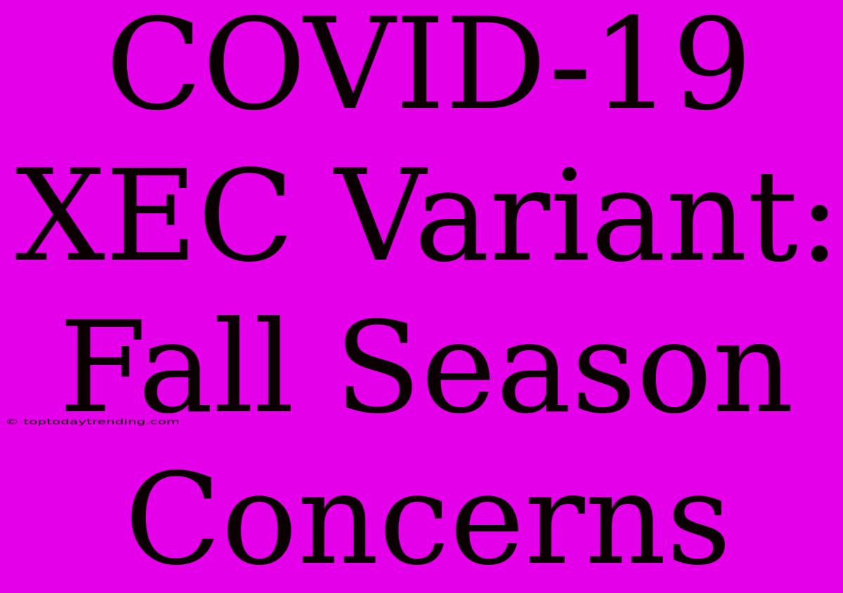 COVID-19 XEC Variant: Fall Season Concerns