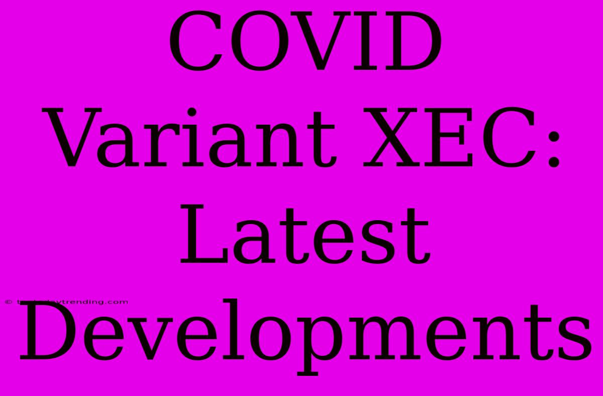 COVID Variant XEC: Latest Developments