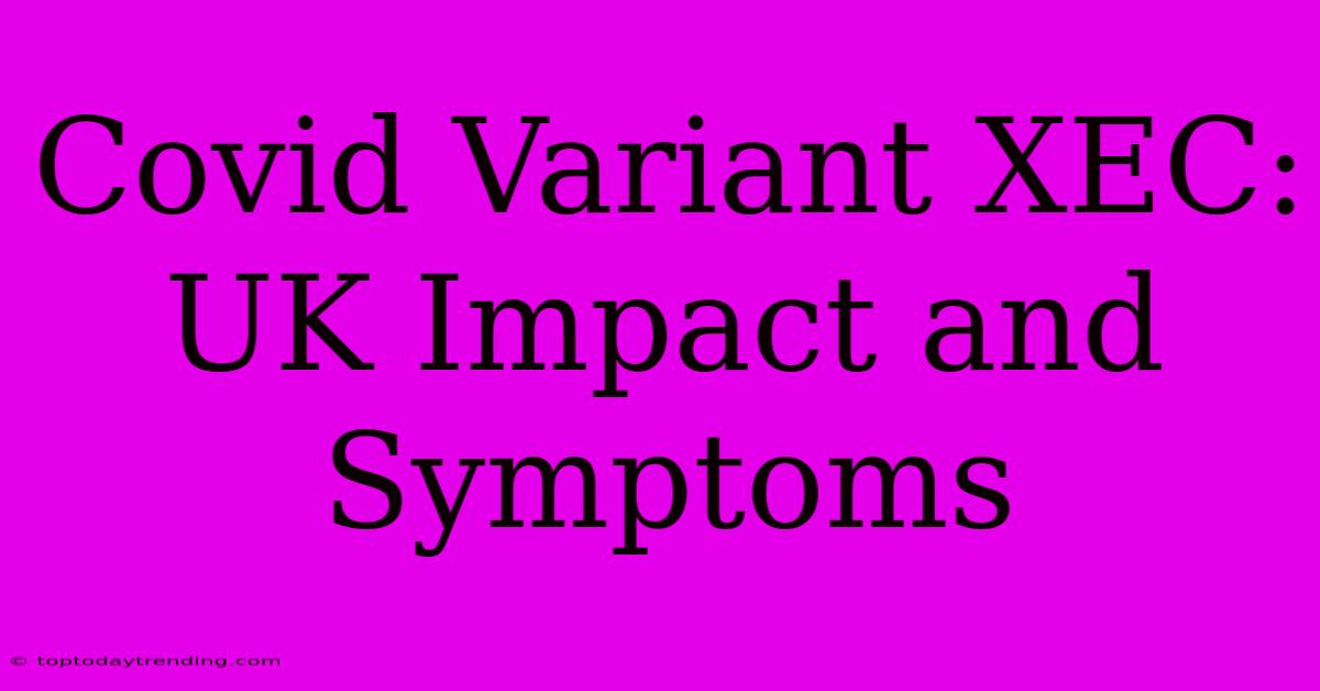 Covid Variant XEC: UK Impact And Symptoms