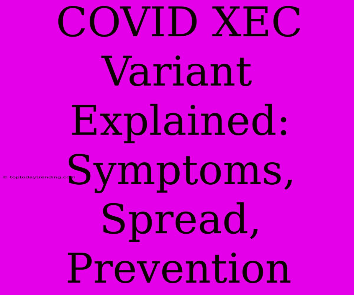 COVID XEC Variant Explained: Symptoms, Spread, Prevention