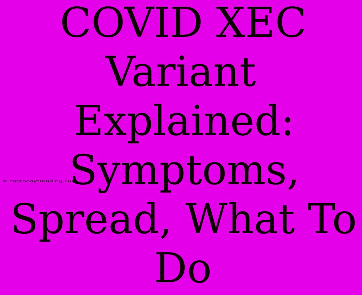 COVID XEC Variant Explained: Symptoms, Spread, What To Do