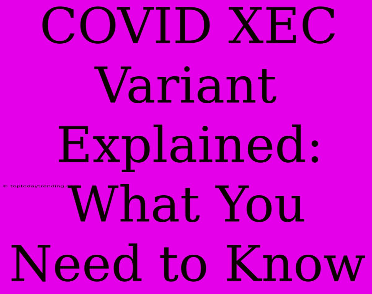 COVID XEC Variant Explained: What You Need To Know