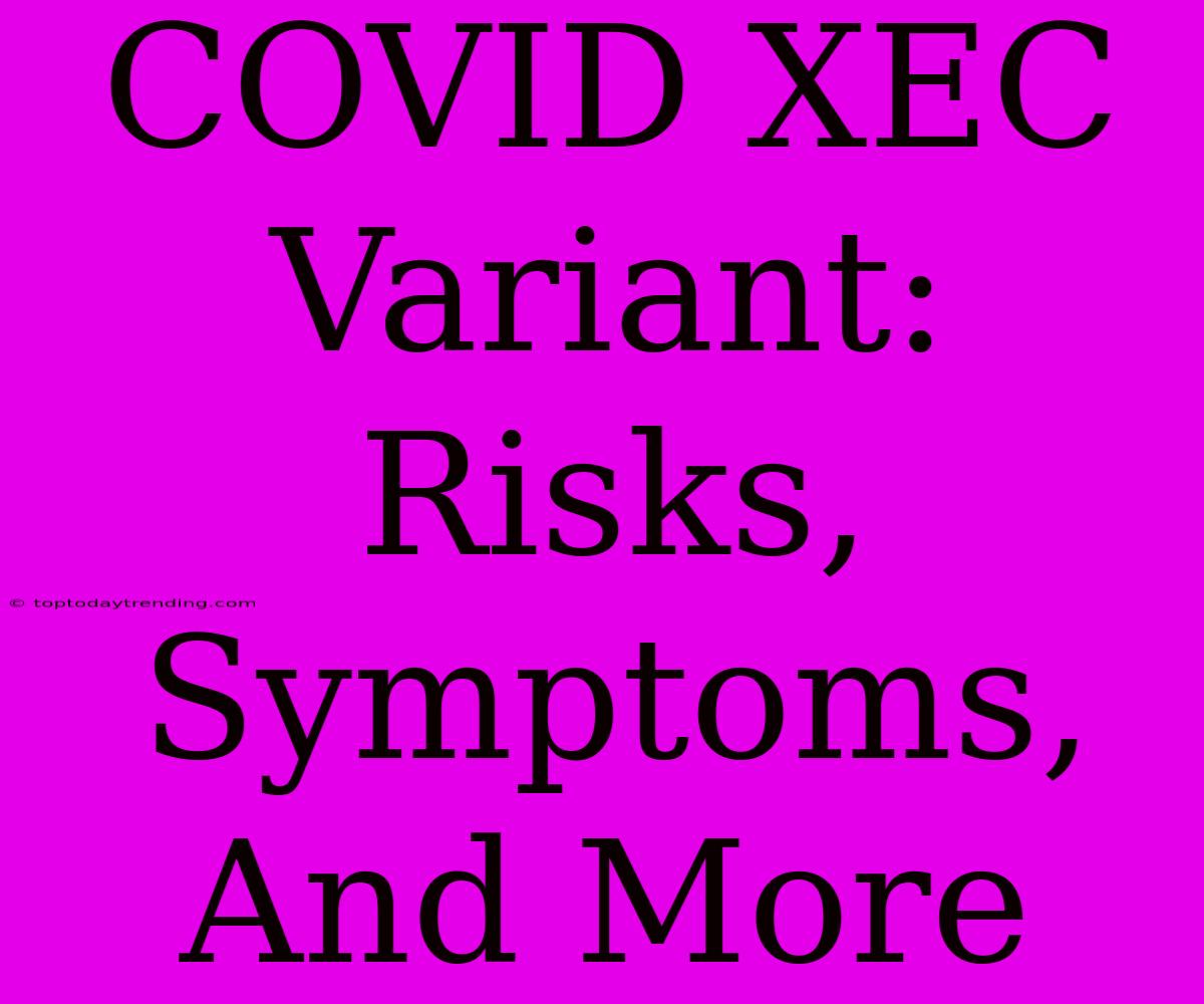 COVID XEC Variant:  Risks, Symptoms, And More