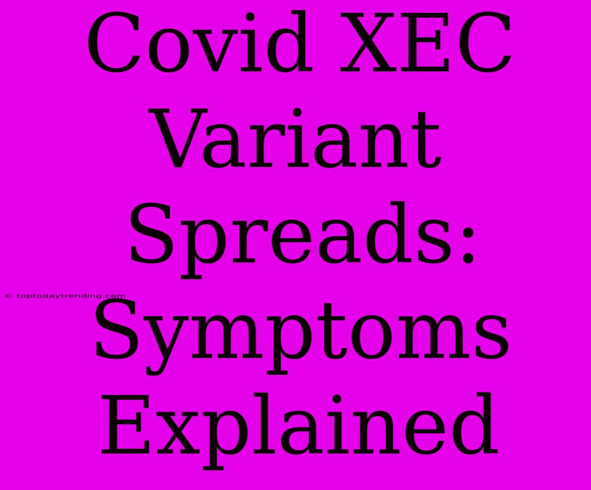 Covid XEC Variant Spreads: Symptoms Explained