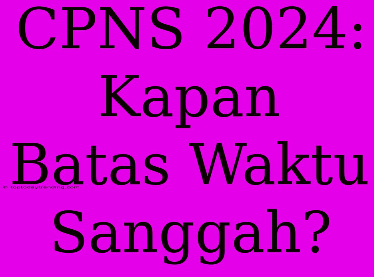 CPNS 2024: Kapan Batas Waktu Sanggah?