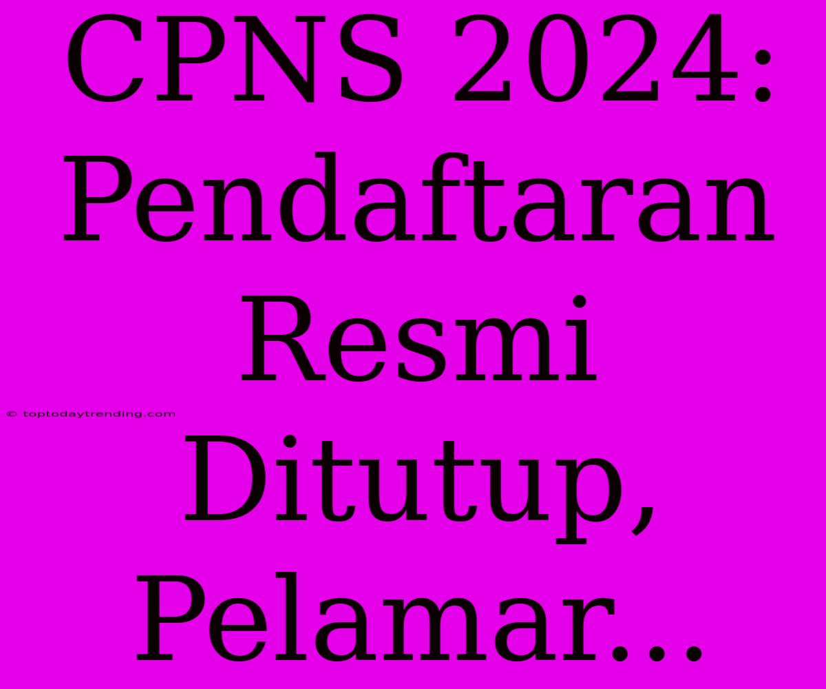 CPNS 2024: Pendaftaran Resmi Ditutup, Pelamar...