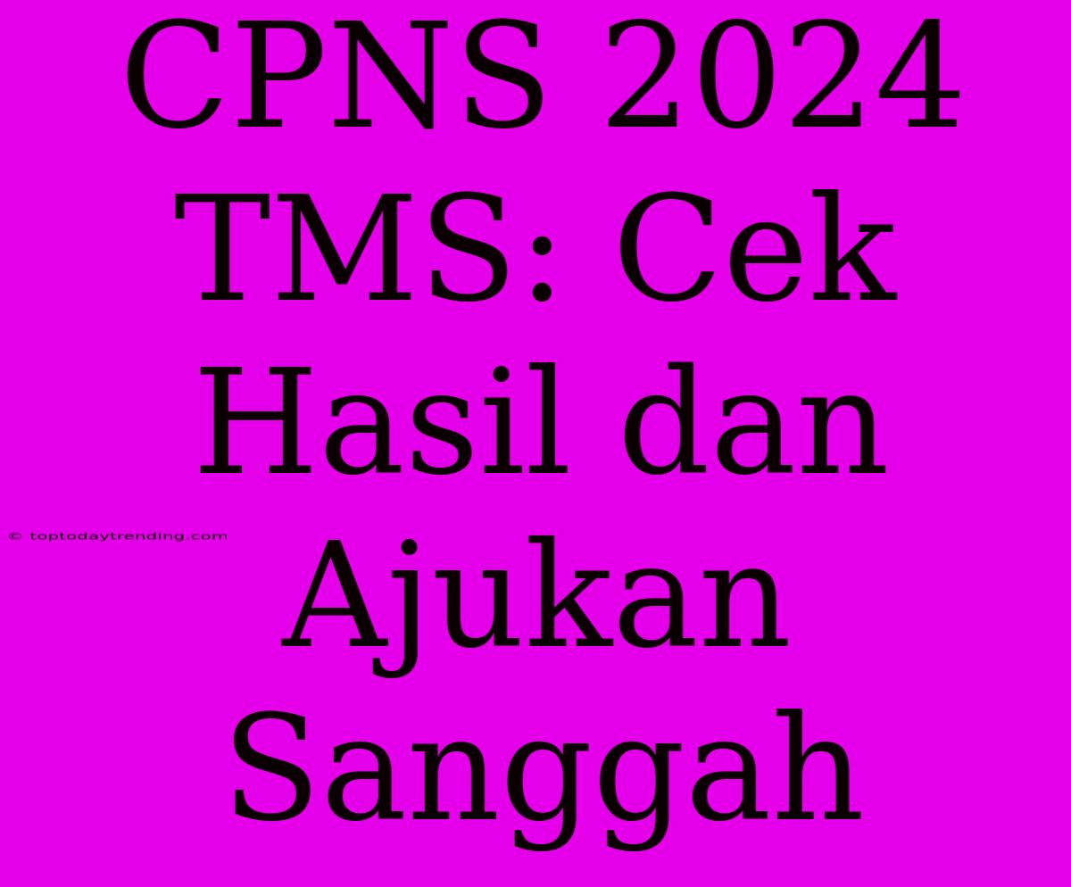 CPNS 2024 TMS: Cek Hasil Dan Ajukan Sanggah