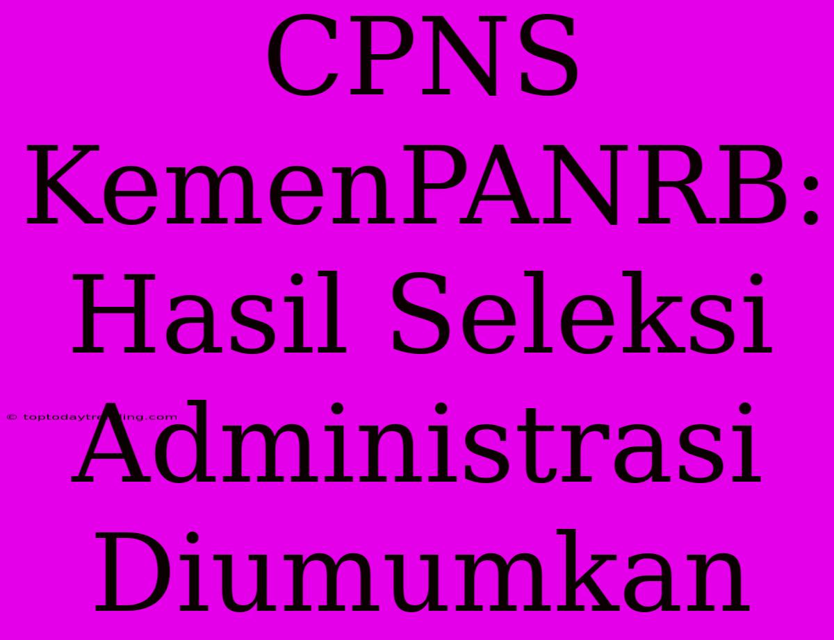 CPNS KemenPANRB: Hasil Seleksi Administrasi Diumumkan