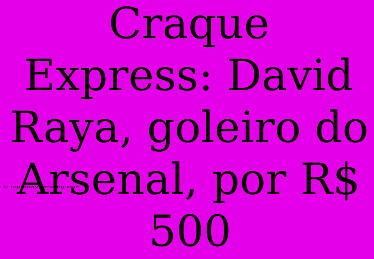 Craque Express: David Raya, Goleiro Do Arsenal, Por R$ 500