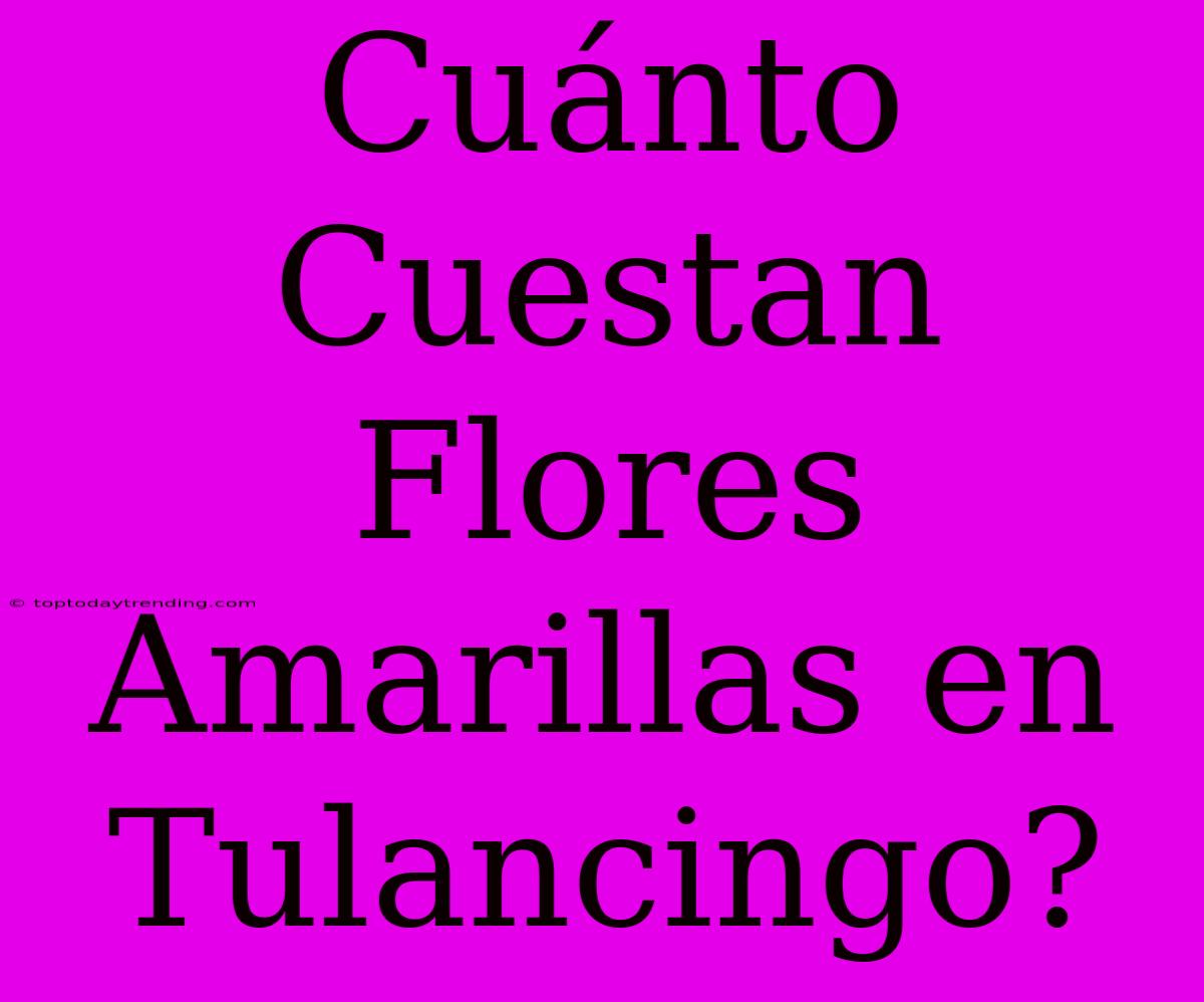 Cuánto Cuestan Flores Amarillas En Tulancingo?