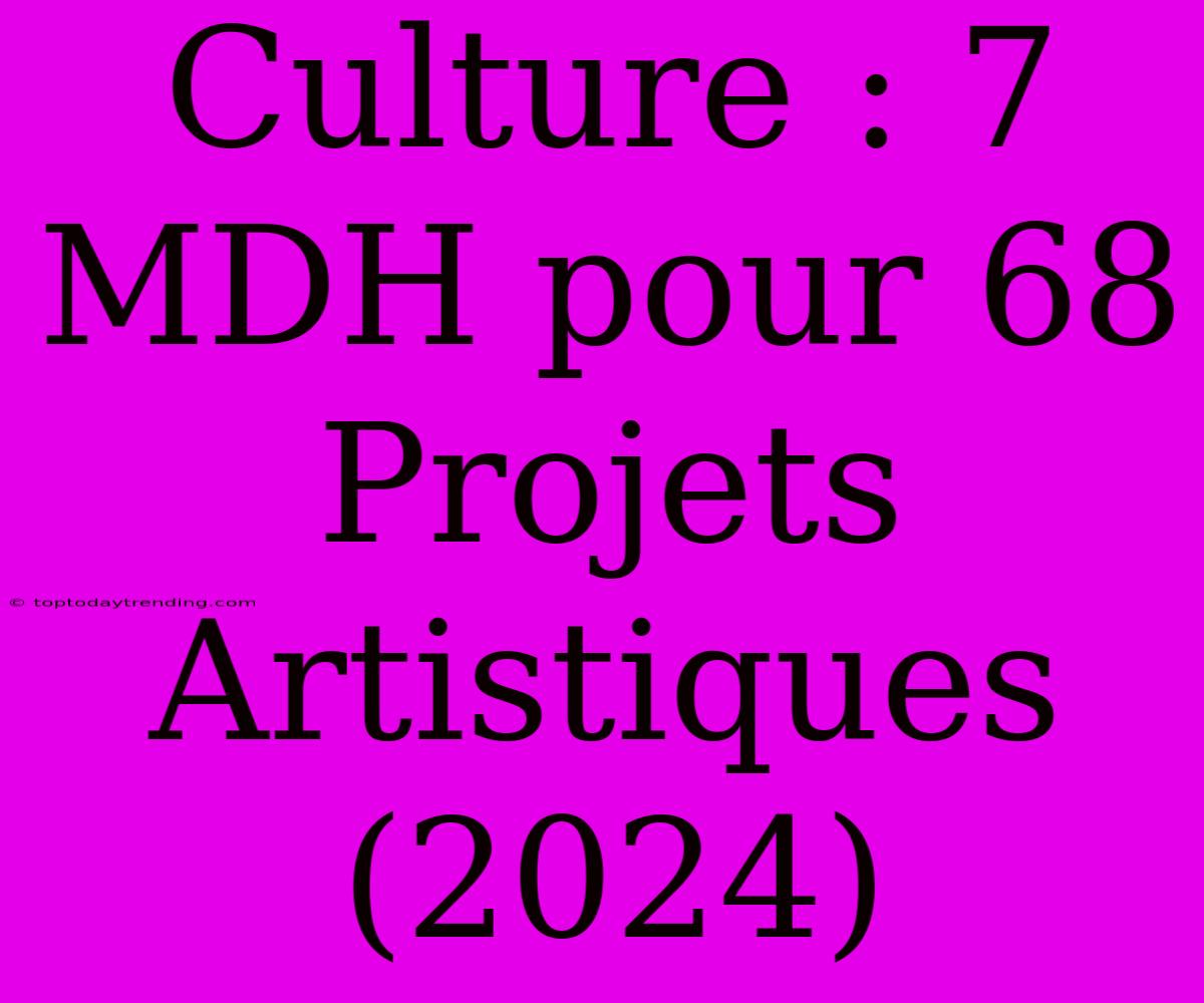 Culture : 7 MDH Pour 68 Projets Artistiques (2024)