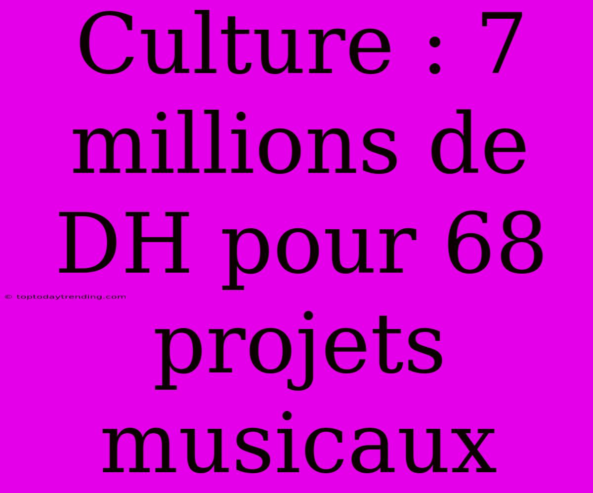 Culture : 7 Millions De DH Pour 68 Projets Musicaux